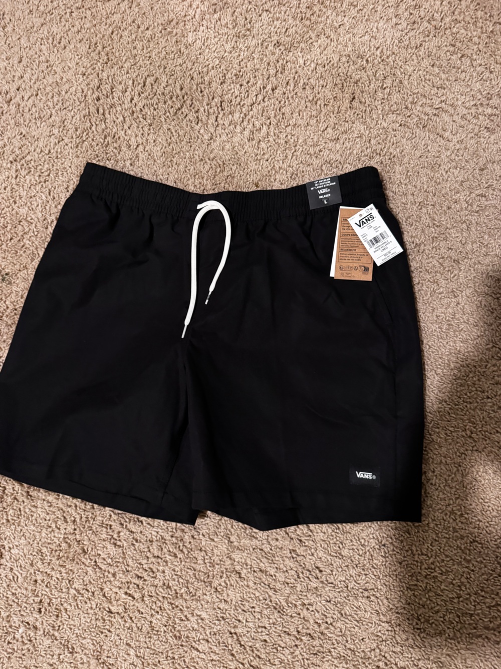 Vans Black Men's Swim Trunks with White Drawstring